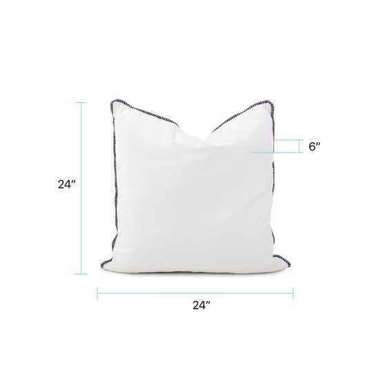 24 x 24 Outdoor Pillow with Dec Cord- Seascape Natural- Poly Insert