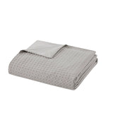 Waffle Weave Textured All Season Comforter Set, Light Grey