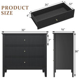 Large Fluted 3 Drawer Dresser, Modern Nightstand Cabinet