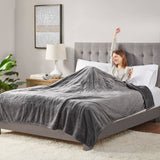 Heated Plush Electric Bedding Blanket, Dark Grey