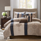 Jacquard Medallion 7-Piece Comforter Set, Navy Blue