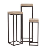Wood & Metal Pedestals - Set of 3