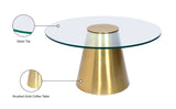 Glassimo Brushed Gold Contemporary Coffee Table with Elegant Glass Top – Chic Home Accent Piece