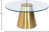 Glassimo Brushed Gold Contemporary Coffee Table with Elegant Glass Top – Chic Home Accent Piece