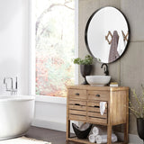 Steele Black Round Mirror