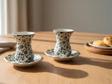 Handmade Turkish Tea Cups & Saucers with Gold Accent