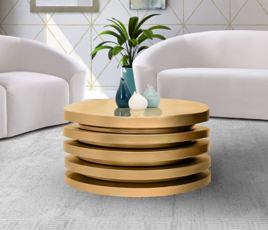 Levels Brushed Gold Contemporary Coffee Table - Luxe Iron Design for Elegant Living Room Décor