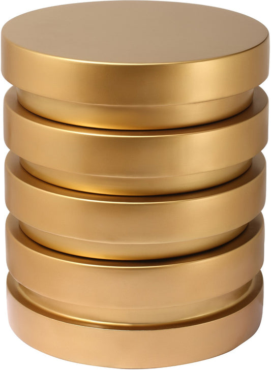 Levels Iron Brushed Gold Round End Table - Contemporary Sculptural Design for Luxe Living Spaces