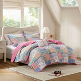 Floral Patchwork Quilt Set, Pink