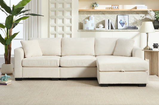 NARLO 97" 3-Seater Sofa with 1 Storage Ottoman