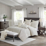 Oversized Cotton Clipped Jacquard Comforter Set, Ivory