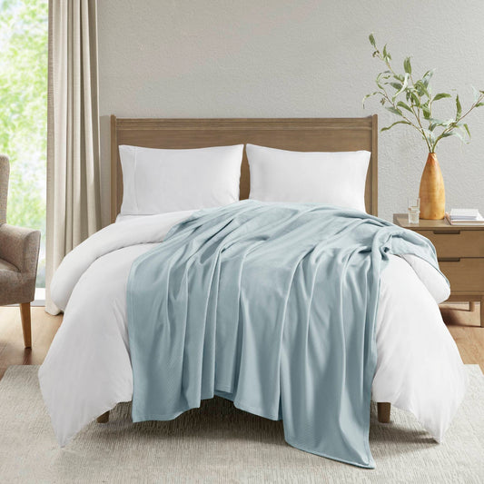Lint-Free Solid Liquid Cotton Blanket, Blue