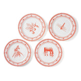 Blue Stallion Red White Farm Dinner Plates Set of 4