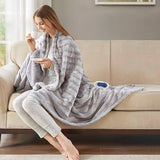 Heated 50x70" Faux Fur Electric Throw Blanket, Grey