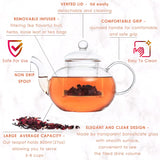 27oz Glass Teapot Infuser & 4 Tea Cups Gift Set