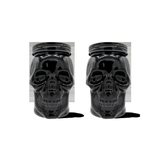 Skull Mason Jar with Lid, 4-Piece Set (2 skull Mason Jars & 2 Lids) 42oz, Black