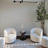 Bella Modern White Boucle Swivel Barrel Chair (1-Piece)