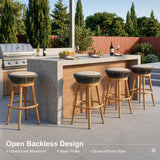 PURPLE LEAF Outdoor Swivel Bar Stools Set of 2 Metal Modern Rattan Bar Chairs with Backrest Aluminum Woven Barstools with Cushions