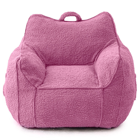 MAXYOYO Kids Bean Bag Chair, Sherpa Bean Bag Couch with Decorative Edges for children's room (Pink)