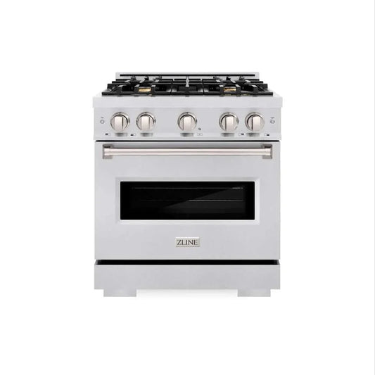 ZLINE 30" Classic Gas Range, Convection Gas Oven, Stainless Steel, Brass Burners, CGR-BR-30