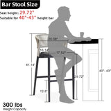PURPLE LEAF Bar Stool Rattan Bar Stools Counter Stools with Back Metal Bar Height Stool Outdoor Bar Chair for Garden Kitchen