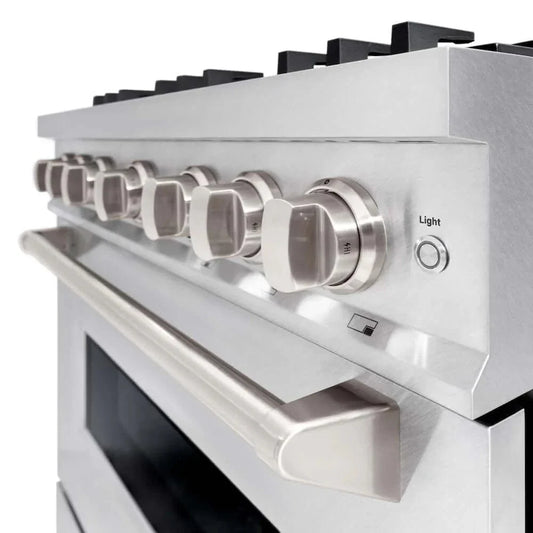 ZLINE 36" Dual Fuel Range, Gas Cooktop, Electric Convection Oven DuraSnow® Stainless Steel, Brass Burners CDRS-BR-36