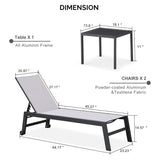 PURPLE LEAF Patio Chaise Lounge Textilene Pool with Wheels Sunbathing Chair for Outdoor, Beach, Yard, Side Table Included
