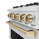 ZLINE 30" Classic Gas Range, Convection Gas Oven DuraSnow® Stainless Steel, Champagne Bronze CGRSZ-30-CB