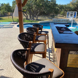 PURPLE LEAF Bar Stool Rattan Bar Stools Counter Stools with Back Metal Bar Height Stool Outdoor Bar Chair for Garden Kitchen