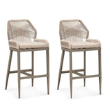 PURPLE LEAF Outdoor Bar Stools Wicker Rattan Bar Stools with Back Aluminum Outside Garden Patio Bar Chairs