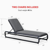 PURPLE LEAF Patio Chaise Lounge with Cushion Aluminum Tanning Chair Lounge Adjustable Reclining Set