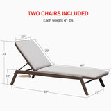 PURPLE LEAF Patio Chaise Lounge with Cushion Aluminum Tanning Chair Lounge Adjustable Reclining Set