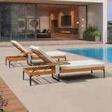 PURPLE LEAF Outdoor Chaise Lounge Patio Lounge Chair Recliner with Side Table and Cushion for Poolside Balcony Backyard
