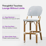 PURPLE LEAF Outdoor Bar Height Stools Set of 2 French Country Patio Rattan Bar Stool Chairs Outdoor Armless Barstools for Porch Garden Indoor Kitchen