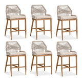 PURPLE LEAF Outdoor Bar Stool Set of 6, Wicker Chairs Bar Chairs with Cushion, All-Weather Patio Furniture kitchen stools