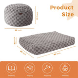 MAXYOYO Kids Bean Bag Bed - Bean Bag Chair to Bed with Jacquard Shaggy Plush Removable Cover, Plaid Grey