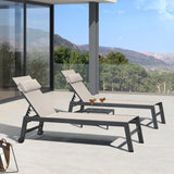 PURPLE LEAF Outdoor Lounge Chair Patio Chaise Pool Lounger Aluminum Frame with Side Table and Wheels for Outside Sunbathing Tanning Recliner Including Pillows