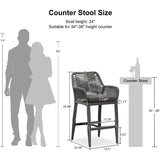 PURPLE LEAF Modern Bar Stools Aluminum Bar Stool with Cushion for Indoor and Outdoor, Kitchen Island