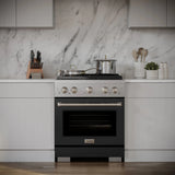 ZLINE 30" Gas Range, Convection Gas Oven, Stainless Steel,Matte Black  SGR-BLM-30