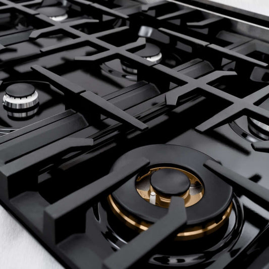 ZLINE 48" Select Dual Fuel Range Gas Cooktop Electric Convection Oven DuraSnow® Stainless Steel Black Matte Door HDRS-BLM-48