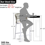 PURPLE LEAF Bar Stool Rattan Bar Stools Counter Stools with Back Metal Bar Height Stool Outdoor Bar Chair for Garden Kitchen
