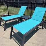 PURPLE LEAF Outdoor Aluminum Chaise Lounge with Wheels and Side Table for Outdoor Backyard Poolside