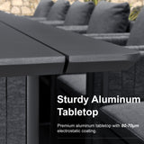 PURPLE LEAF Sanori Outdoor Dining Set Weather-Resistant Aluminum Table and Chairs Set with Backrest Pillow and Olefin Cushions for Deck