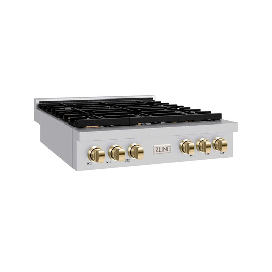 ZLINE 36" Paramount Gas Rangetop Stainless Steel Gold SRTZ-36-G
