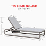PURPLE LEAF Patio Chaise Lounge with Cushion Aluminum Tanning Chair Lounge Adjustable Reclining Set