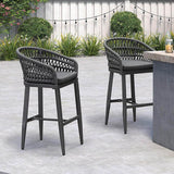 PURPLE LEAF Outdoor Bar Stools Counter Stools Rattan Bar Stools Chair with Backrest for Indoor or Outdoor, Kitchen lsland