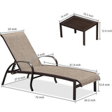 PURPLE LEAF Outdoor Chaise Lounge Patio Pool Lounger Aluminum Chairs with Side Table Adjustable Tanning Recliner for Outside Yard Deck Lawn Garden Beach