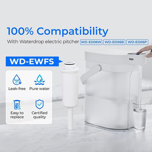 Sodafizz Replacement Filters for Waterdrop FreshTaste Rechargeable Electric Pitcher, 2 Months or 40 Gallons, Reduce Chlorine,