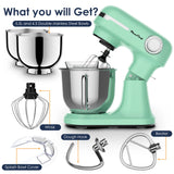 Plum Chef 5.5QT & 4.5QT Dual Bowls Stand Mixer, 12-Speed Tilt-Head Food Mixer for 4 to 6 family, Dough Mixer with Stainless Steel Bowls, Dough Hook, Flat Beater, Whisk included, Light Blue
