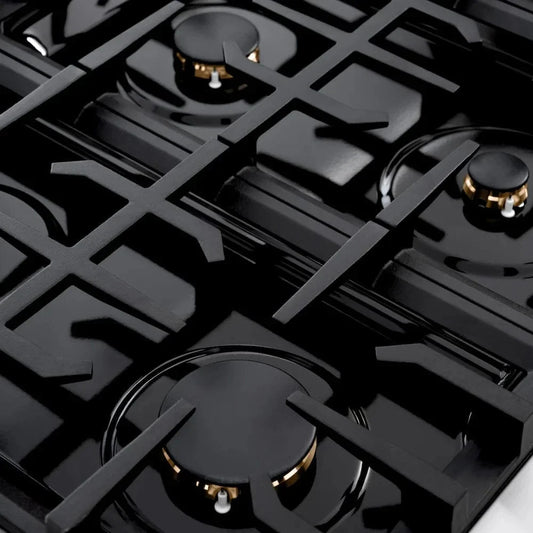 ZLINE 36" Classic Gas Range, Convection Gas Oven Black Stainless Steel Brass Burners, CGRB-BR-36
